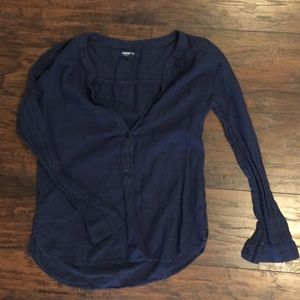 Navy Long Sleeve Linen Shirt